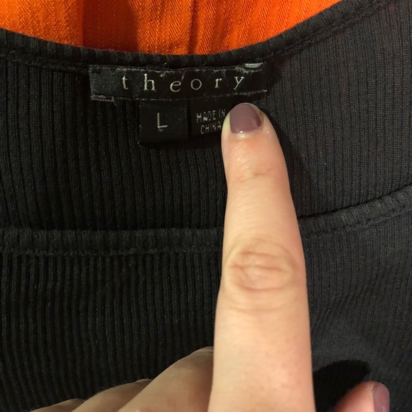 Theory Cotton Ribbed Tank-Top Black Mini Dress Size: Large - Picture 3 of 4